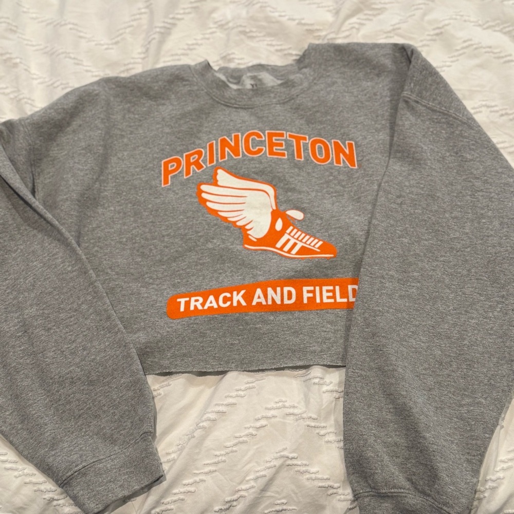Princeton, Track and Field Cropped Gray Crewneck Sweatshirt